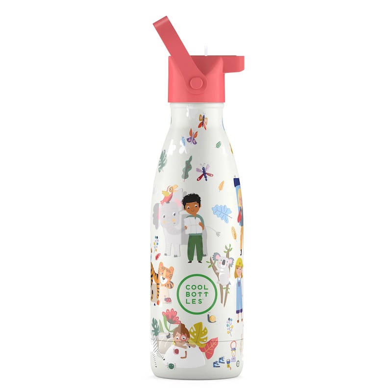 Unikátní dětská nerezová třívrstvá termoláhev Cool Bottles Kids Curious Explorers s brčkem a praktickým držátkem.