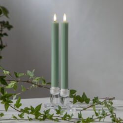 LED svíčka 2 ks výška 25 cm Star Trading Flamme Stripe - zelená