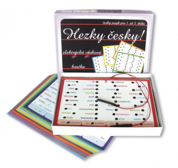 Voltík Hezky česky! je elektrická výuková hra určená dětem z 1. až 3. třídy základní školy. Pomáhá osvojit si základní pravidla českého pravopisu a procvičit doplňování chybějících písmen ve slovech. Obsahuje 16 výukových listů s celkem 640 slovy
