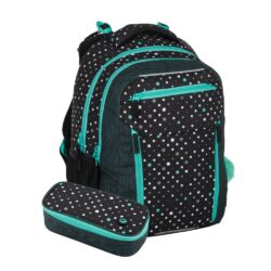 Lehký školní set pro školačky od 3. do 5. třídy Černo-tyrkysový set Bagmaster PORTO spojuje moderní design