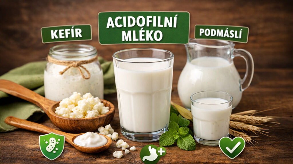 Fermentované mléčné výrobky – kefír, acidofilní mléko a podmáslí pro zdravé trávení