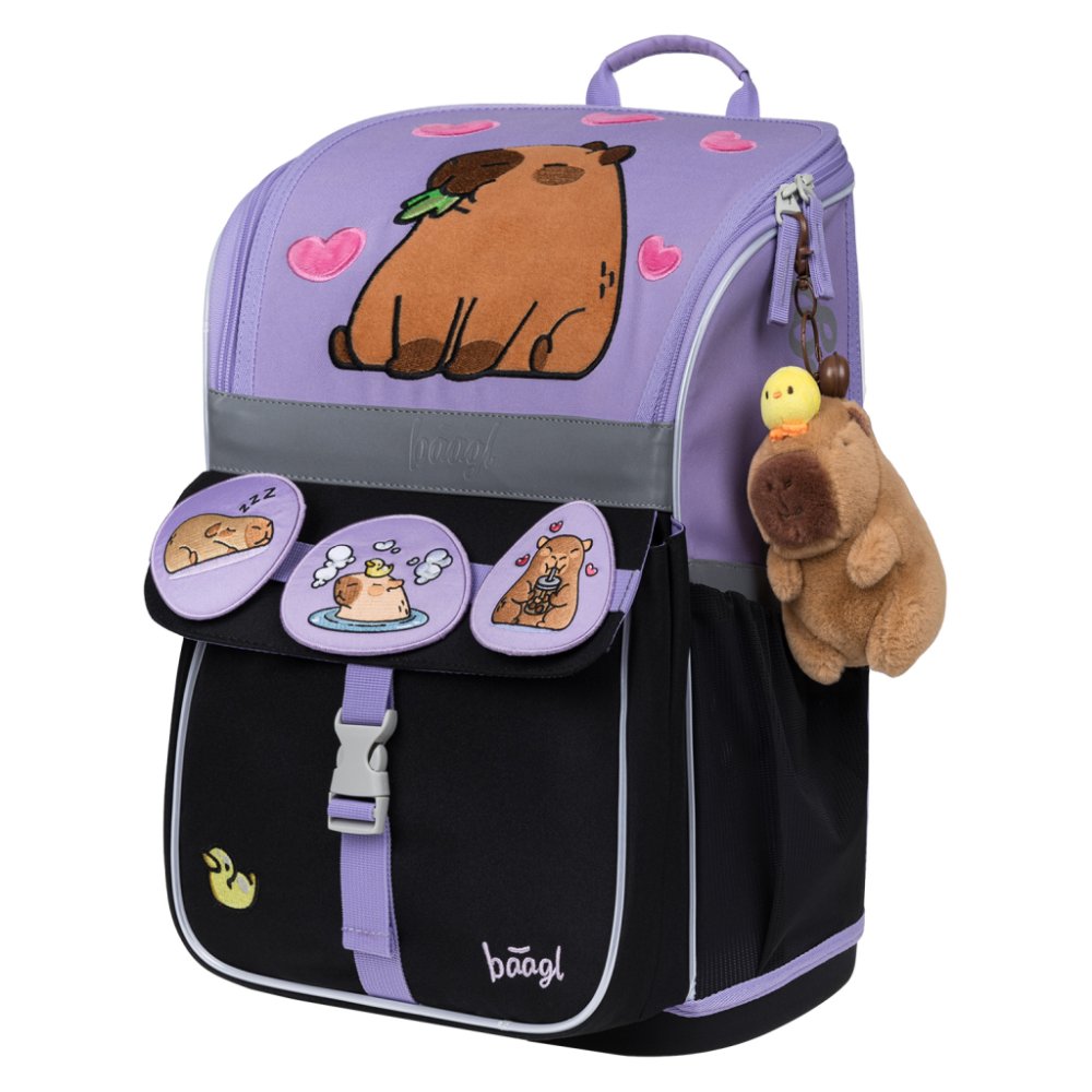 Školní aktovka Baagl Zippy Kapybara je ergonomická aktovka pro děti od první třídy základní školy